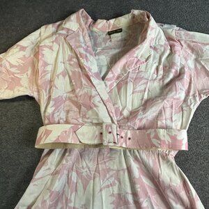 Vintage 80s Stuart Alan Multicolor Pastel Floral Shirtwaist Tea Dress Women's 12
